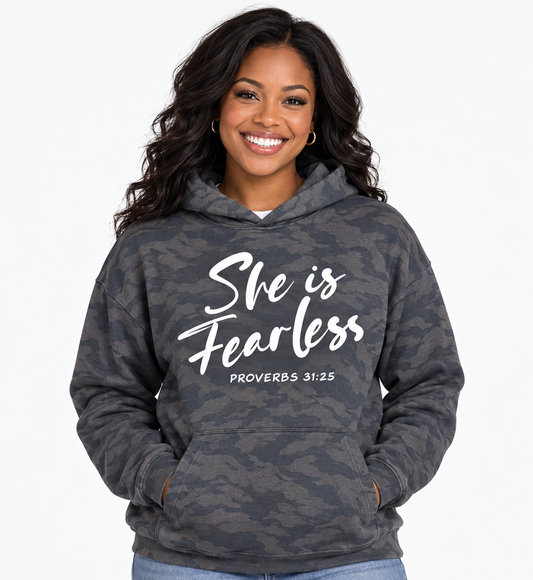She Is Fearless Camo Hoodie