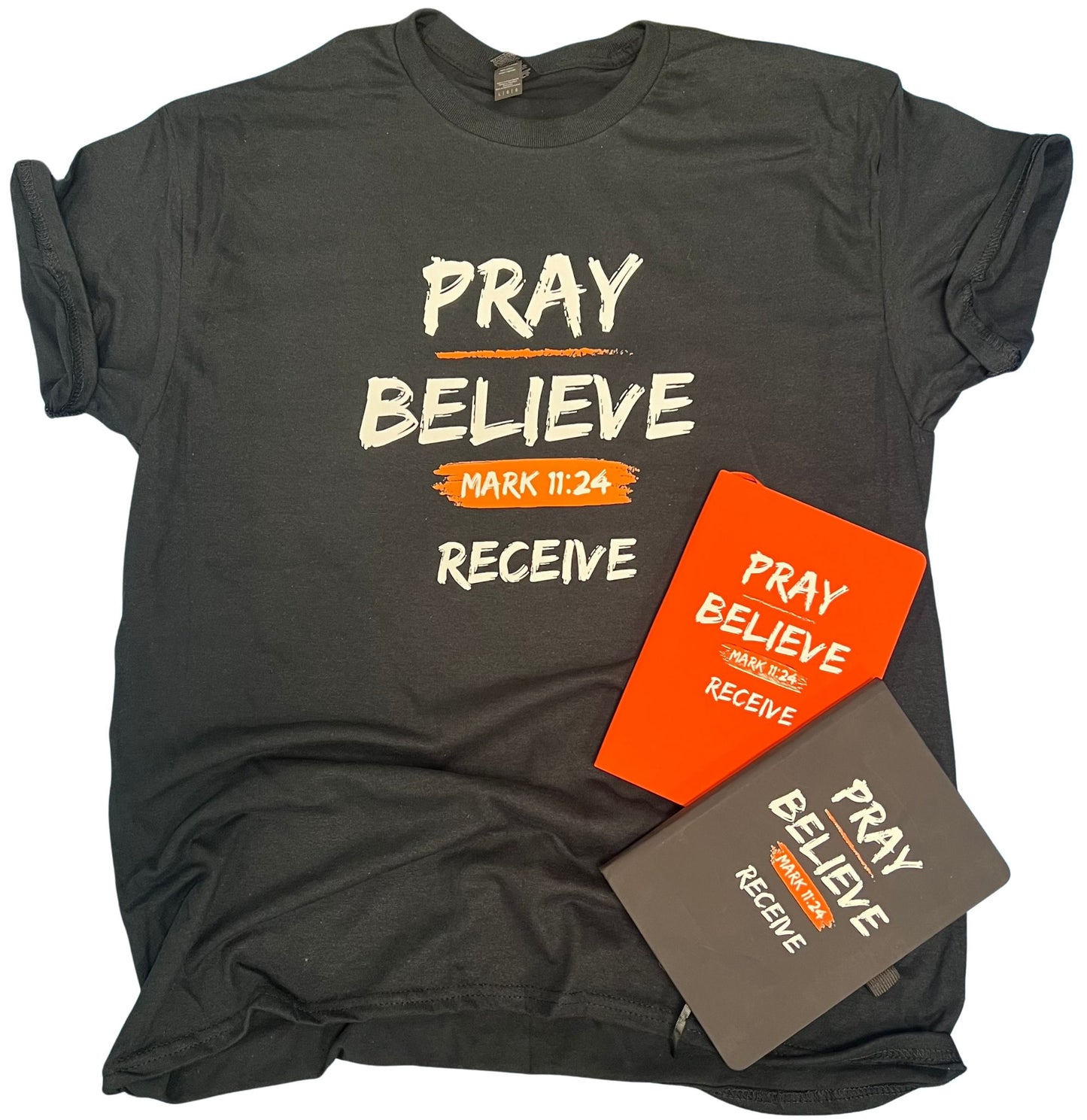 Pray Believe Receive T-Shirt & Journal Combo (Black)